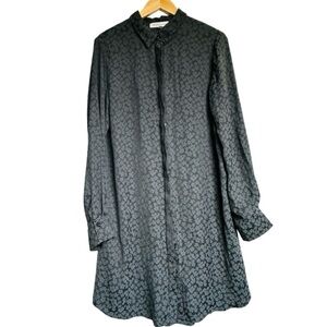 BCBGeneration Black Silky Button Down Shirt Dress size L